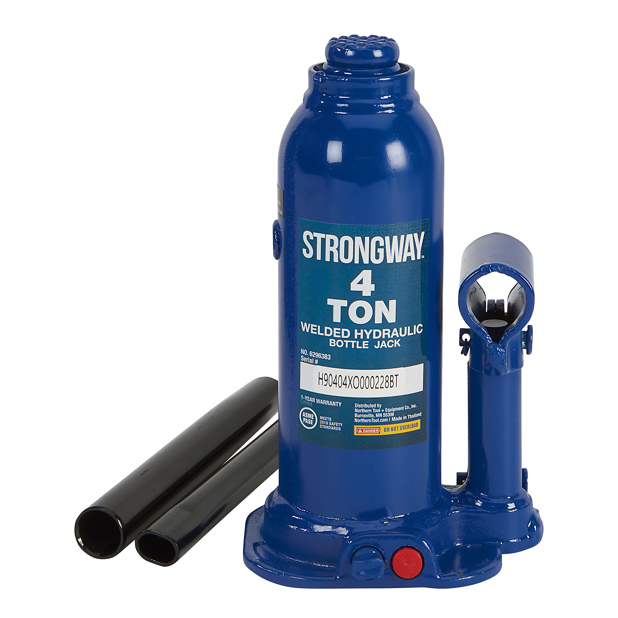 Strongway 4-Ton Welded Bottle Jack, 7.38in.–14.31in. Lift Height